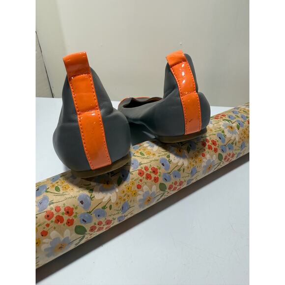 J. Crew Women's Anya Cap-Toe Ballet Flat Leather Grey Orange Size 8.5 - Picture 5 of 8